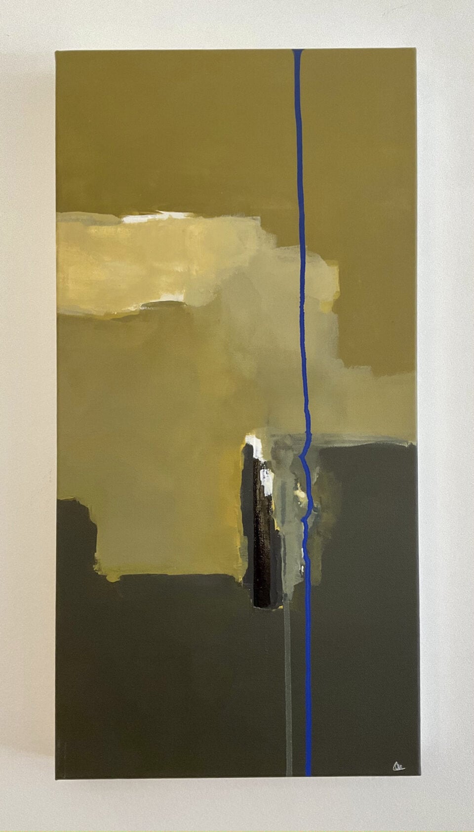 Ligne bleue *1 acrylique & encre sur toile, 30x60 cm